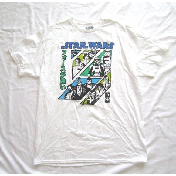 Teens Star Wars Japanese Characters Cotton T Shirt Size Large - Picture 1 of 8